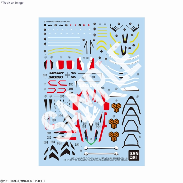 Gamer Setup Dining Table HG 1/100 YF-29 Durandal Valkyrie (Alto Saotome Use) WATER DECALS