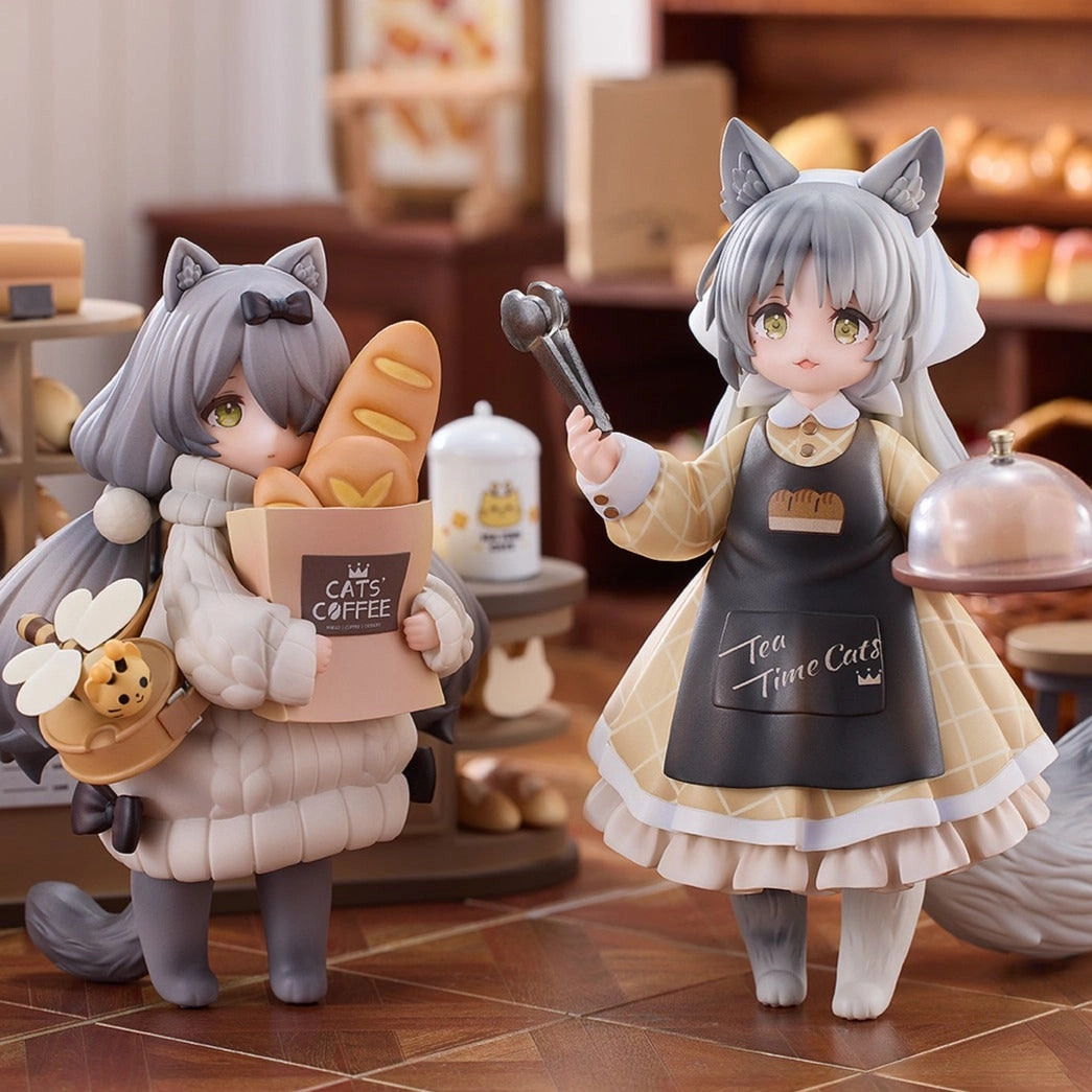 Tea Time Cats Scene: Cat Town Bakery Staff & Customer Chibi Goods Christmas Ornament