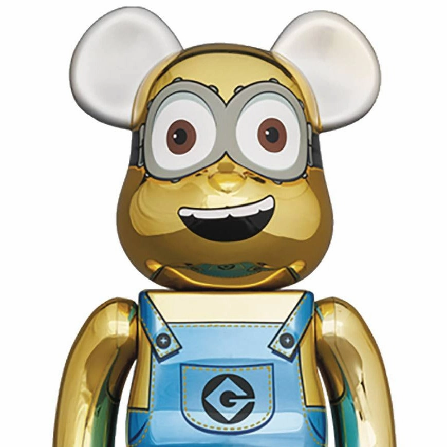 BE@RBRICK MINIONS DAVE CHROME VER 100% & 400% 2PK Polymer Clay