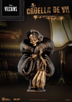 Military Figure Felt Toy Beast Kingdom Disney Villains Series Cruella De Vil PVC Bust