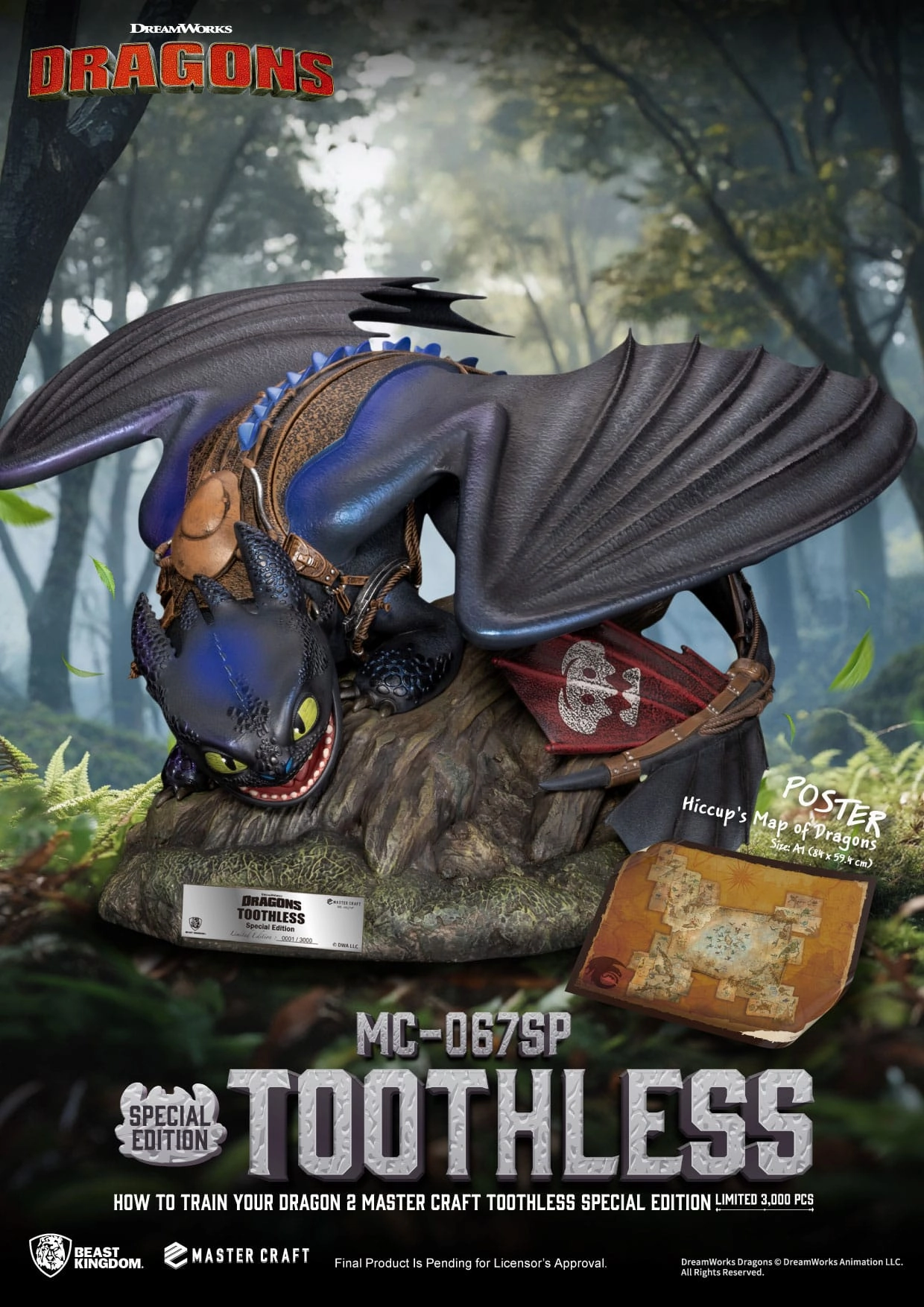 Beast Kingdom Toothless - How To Train Your Dragon 2 - MC-067SP - Master Craft Collectible Statue Movie Merchandise Childhood Memory