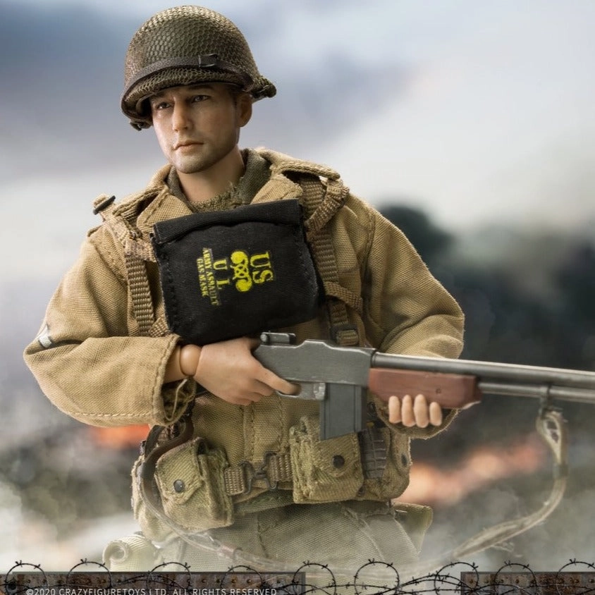 CRAZY FIGURE [LW013] 1:12 WWII U.S. Rangers On D-Day Machine Gunner Gaming Art