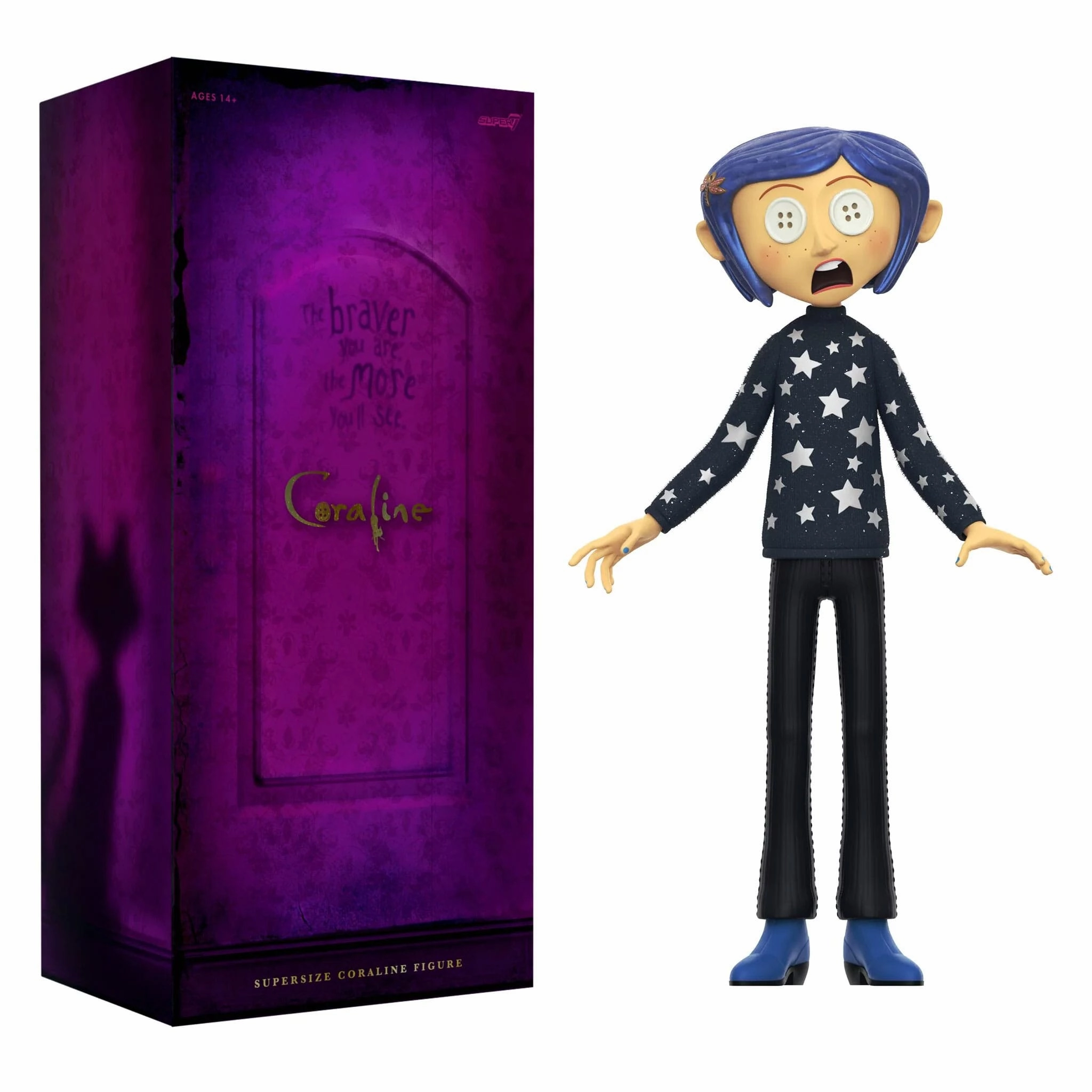 Super7 Coraline Supersize Coraline (Button Eyes) Vinyl Action Figure Kitchen Decor