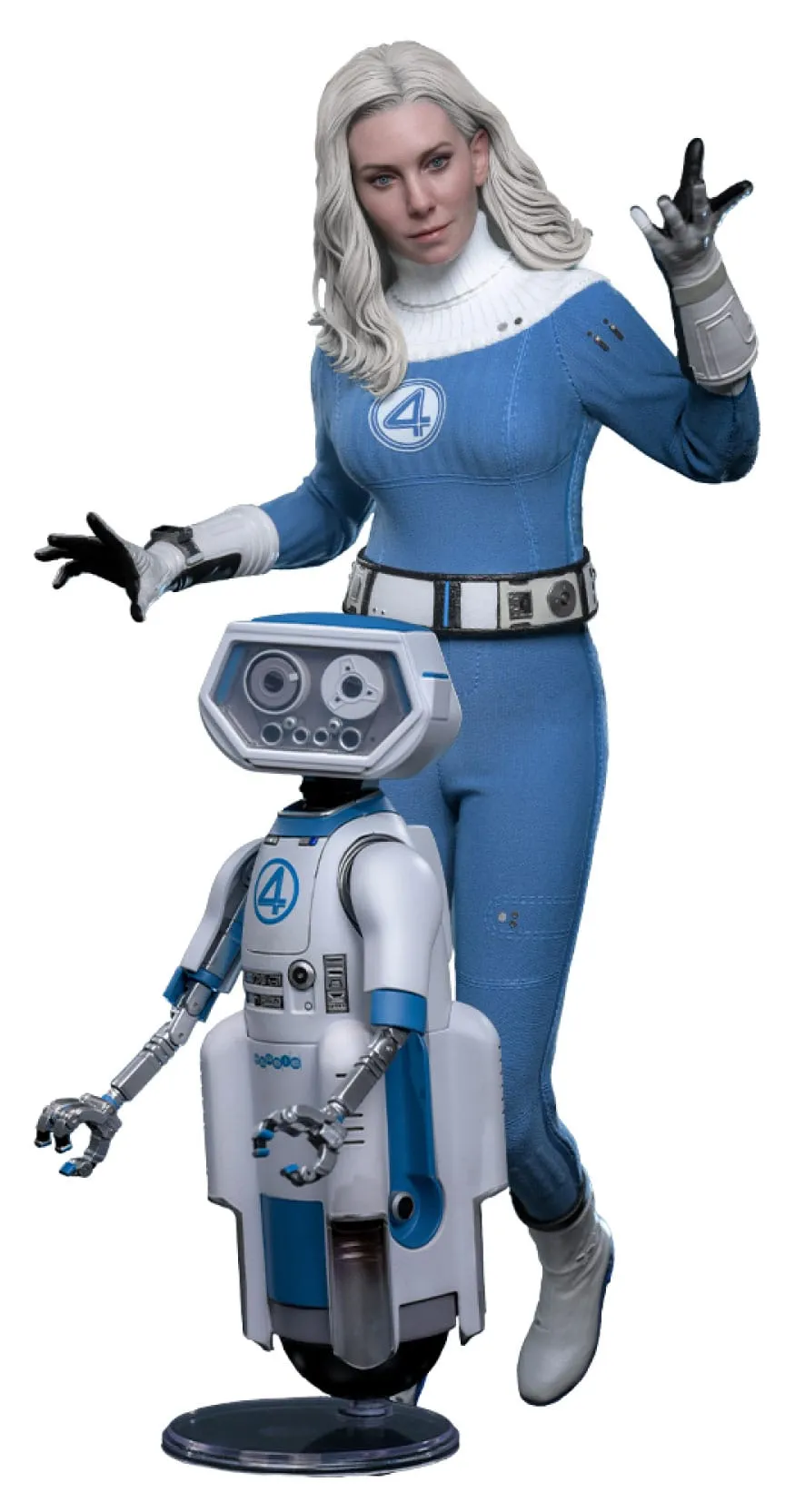 Chrome Plated Immersive experience Hot Toys Invisible Woman & H.E.R.B.I.E. - The Fantastic Four: First Steps - MMS824 -1/6 Scale Collectible Figure 2-Pack