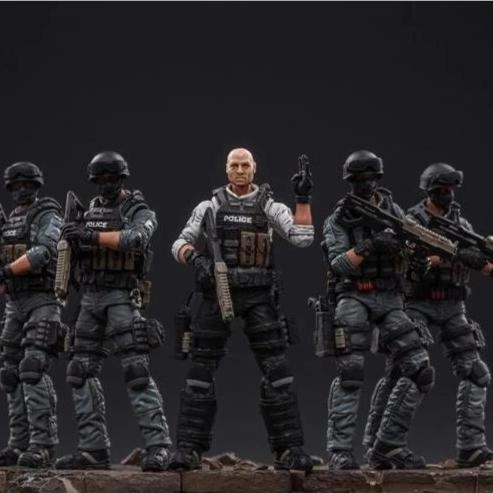 Glow In Dark Joy Toy City Police Riot Team 1/18 Scale Set