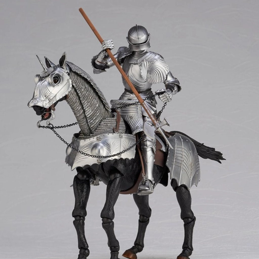Kaiyodo KT Project KT-027 Takeya Style Jizai Okimono 15th Century Gothic Equestrian Armor Silver Wedding Cake Topper