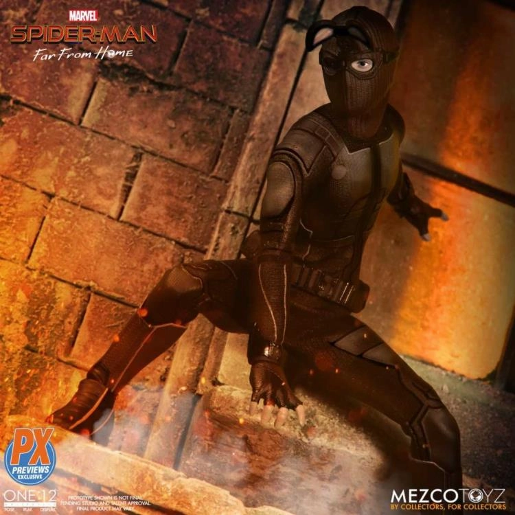 Superhero Display Character Sculpture Mezco One:12 SPIDER-MAN STEALTH SUIT PX Previews Exclusive