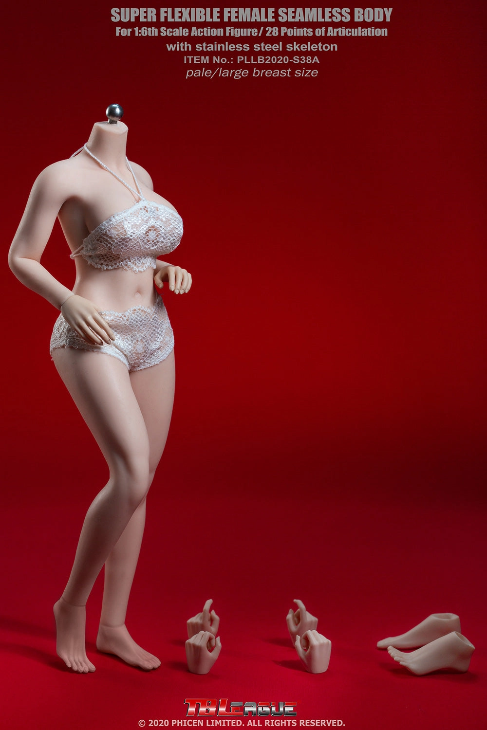 Phicen TBLeague S38A Pale, Large Bust Female Seamless 1/6 Body Action Figure Premium Unit