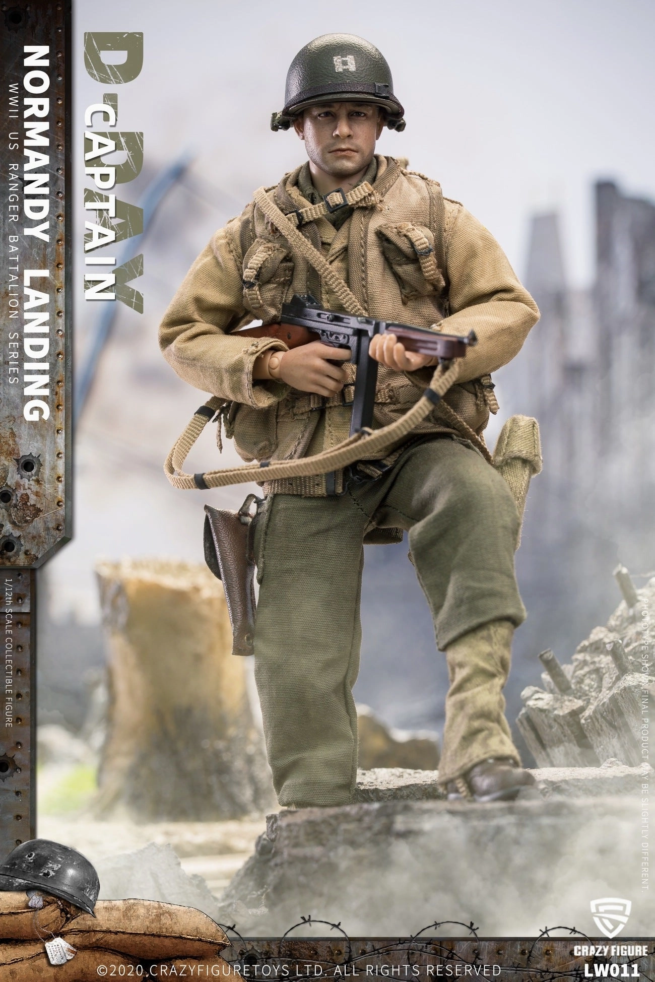 PVC Figure CRAZY FIGURE [CF-LW011] 1:12 WWII U.S. Rangers On D-Day Captain
