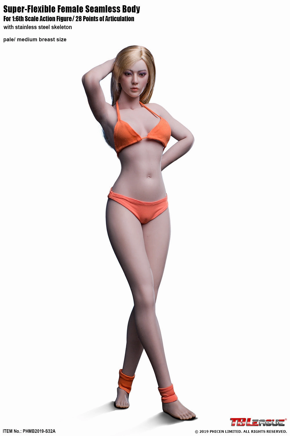 Online Game Phicen TBLeague S32A Pale, Medium Bust Female Seamless 1/6 Body Action Figure