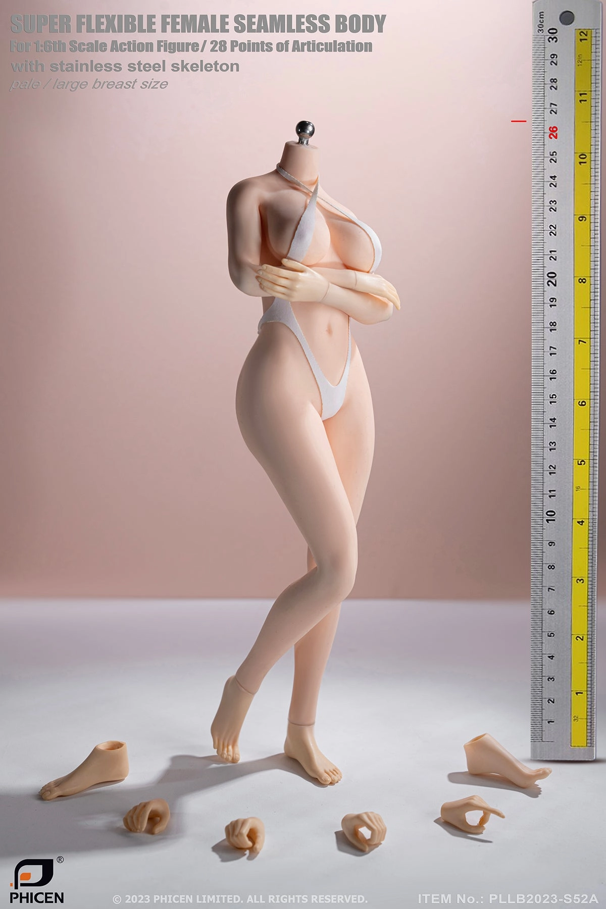 Limited Article Silicone Model Phicen TBLeague S52A Pale, Large Bust Female Seamless 1/6 Action Figure