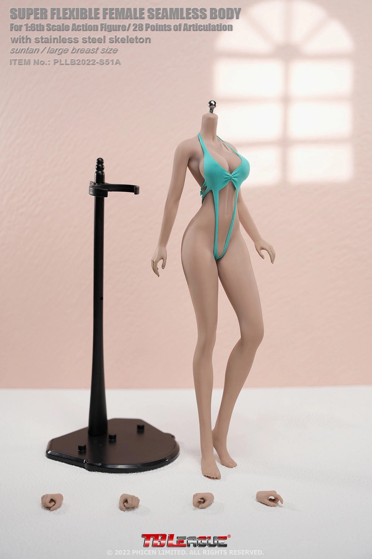 Anime Sculpture Cat Figurine Phicen TBLeague S51A Suntan, Large Bust Female Seamless 1/6 Action Figure