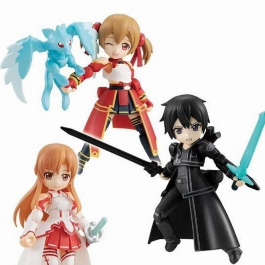 MEGAHOUSE DESKTOP ARMY Sword Art Online Collaboration Vol.1 ASUNA, KIRITO, SILICA (Set of 3 Characters) Movie Merchandise Designer Showcase