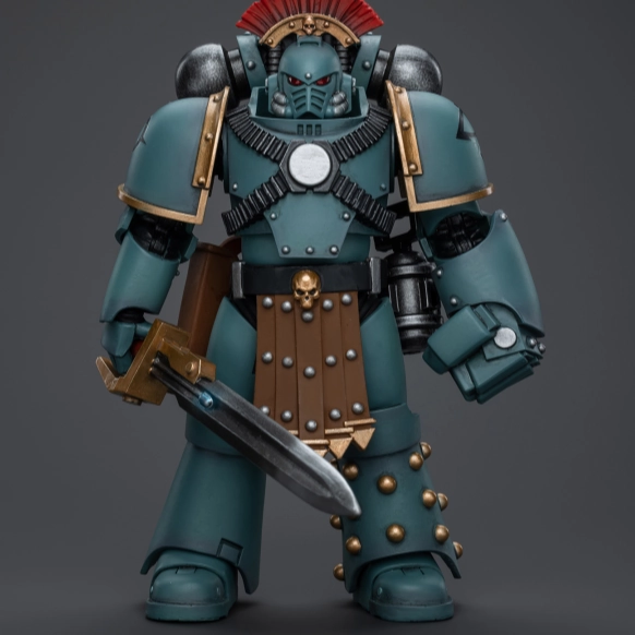 WARHAMMER Sons of Horus MKIV Tactical Squad Sergeant with Power Fist Stone Statue Vibrant Colors