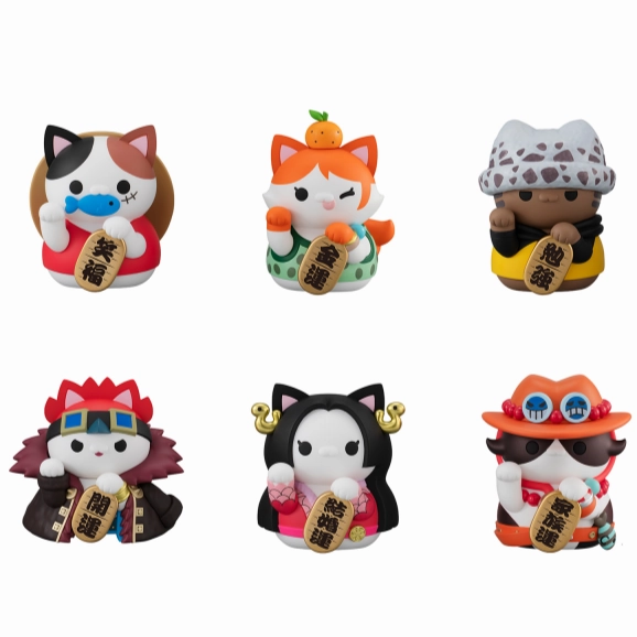 Mega Cat Project One Piece Nyan Piece Nyan! Lucky Cat Pirates (Set of 6) Cartoon Figure
