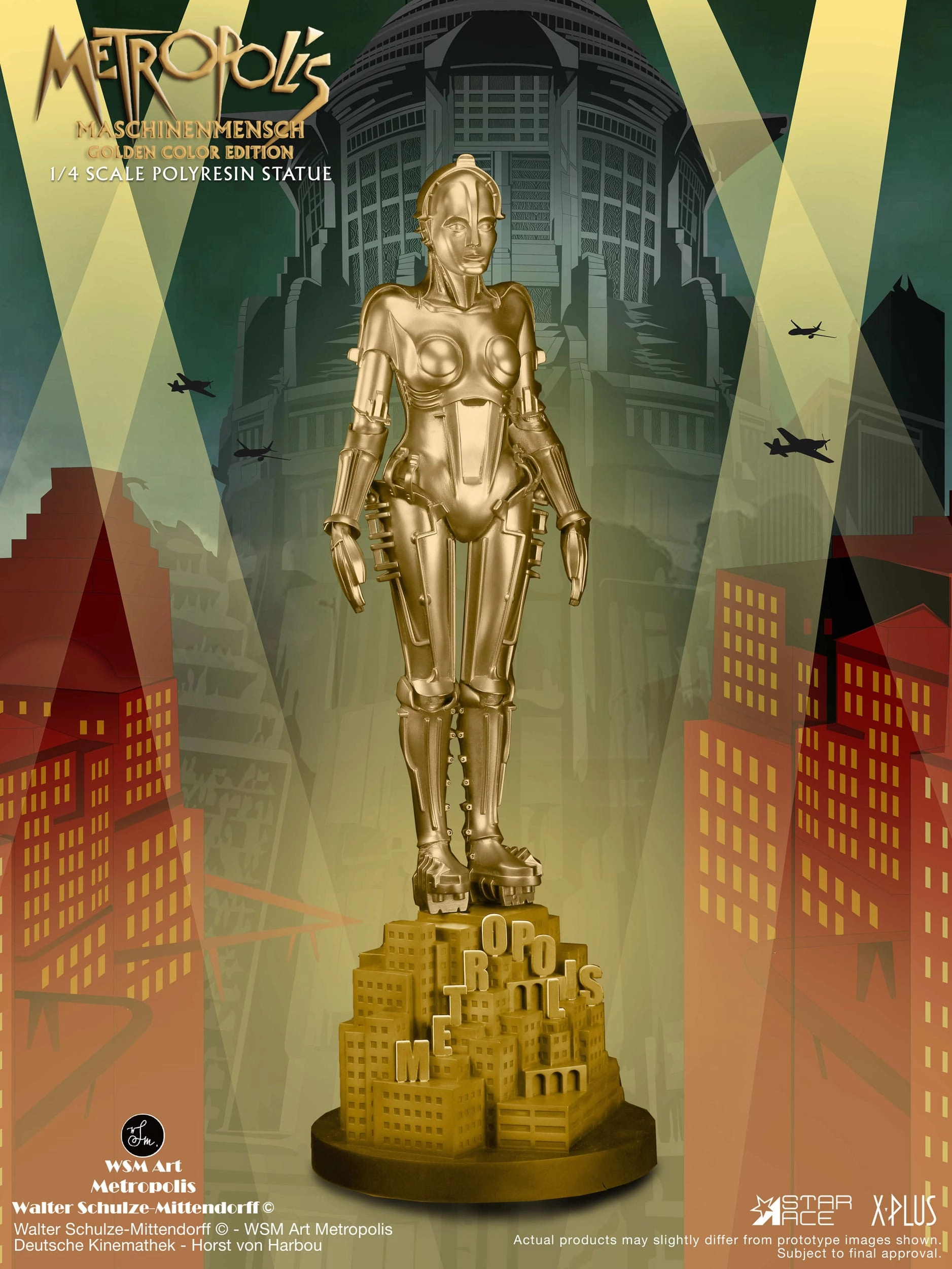 Star Ace Toys Metropolis Maschinenmensch Metallic Gold 1/4 Statue High End Fantasy Creature