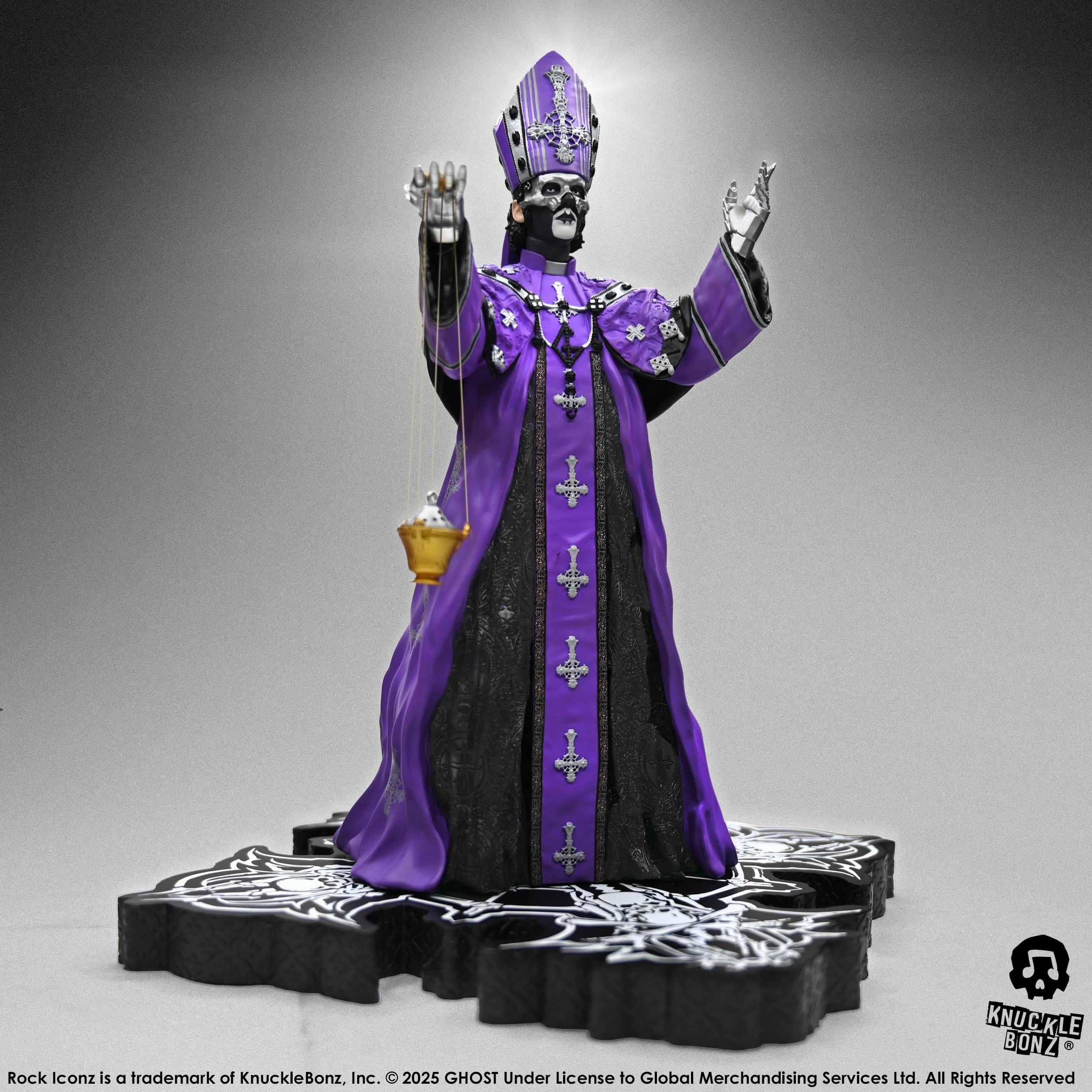 Knucklebonz Ghost Rock Iconz Papa V Perpetua Purple Robes Statue Fast shipping Collectible Model